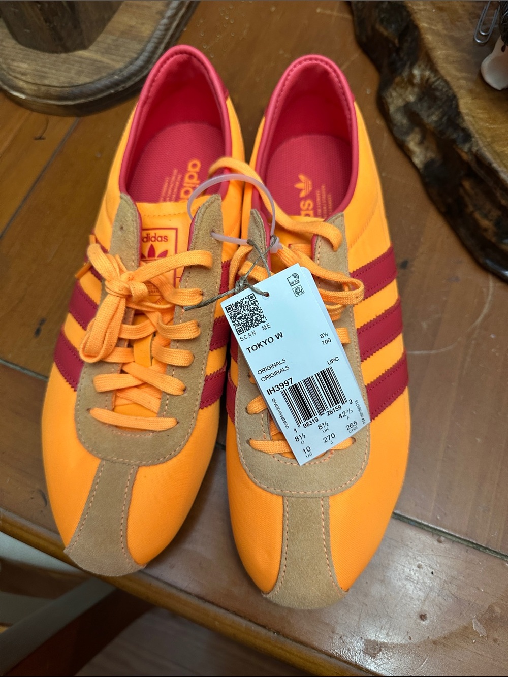 adidas Orange and Maroon Tokyo W Sneakers with Tan Suede Accents